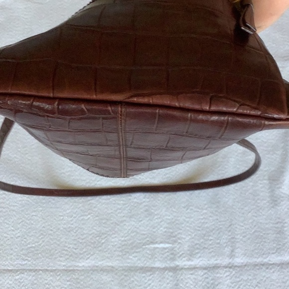 Fossil Dark Brown Leather TopZip Shoulder/Clutch Bag OS - Picture 9 of 9